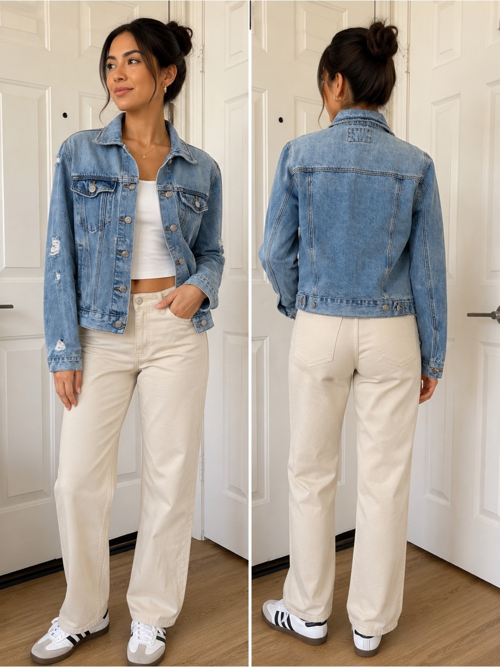 Forever 21 Light Blue Distressed Denim Jacket